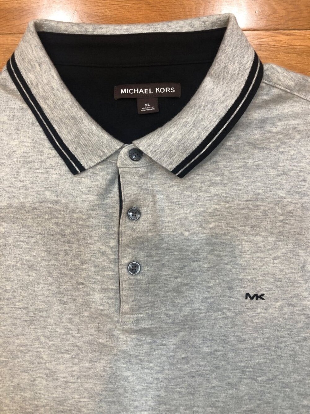 Michael Kors Gray & Black Short Sleeve Polo Shirt Size XL